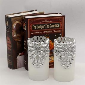 img 3 attached to 🕯️ DRomance Hollow Silver Flameless Flickering Candles Set of 2, 3 x 6 Inches with 5H Timer, Battery Operated LED Pillar Candles Unscented Wax Warm Light for Christmas Home Decoration