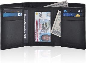 img 4 attached to RFID Leather Trifold Wallets Men