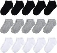 booph 15 pcs kids half cushion low cut athletic ankle socks - perfect for boys and girls logo