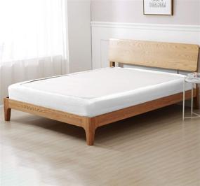 img 2 attached to 🛏️ Enhance Your Box Spring with a Premium Elastic Wrap Around Bed Skirt in Queen Size - Stylishly Cover and Add Color to Your Bed Foundation - 15 Inches Tall - White