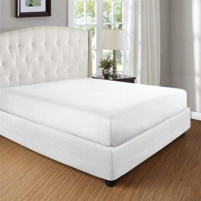 img 4 attached to 🛏️ Enhance Your Box Spring with a Premium Elastic Wrap Around Bed Skirt in Queen Size - Stylishly Cover and Add Color to Your Bed Foundation - 15 Inches Tall - White