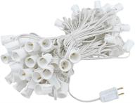 🎄 100 foot c9 outdoor string light christmas stringer - patio string lights - intermediate base (c9/e17) - 12" spacing - white wire by novelty lights logo