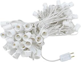 img 1 attached to 🎄 100 Foot C9 Outdoor String Light Christmas Stringer - Patio String Lights - Intermediate Base (C9/E17) - 12" Spacing - White Wire by Novelty Lights