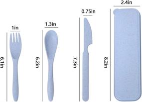 img 3 attached to 🍴 4-Piece Eco-Friendly Wheat Straw Cutlery Set, Portable Tableware for Kids & Adults, Travel-Friendly Reusable Knife Fork Spoon - Ideal for Picnic, Camping, or Daily Use (4 Vibrant Colors)