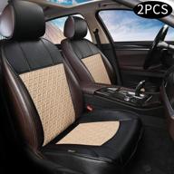 🚗 auto newer leather pu car seat cover - luxury, waterproof, universal fit for 95% cars, suvs, trucks (2pcs, black+beige) logo