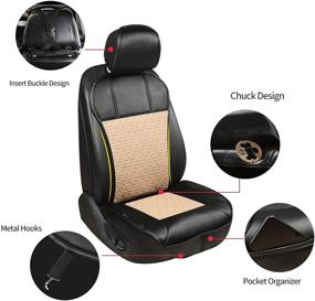 img 3 attached to 🚗 Auto Newer Leather PU Car Seat Cover - Luxury, Waterproof, Universal Fit for 95% Cars, SUVs, Trucks (2PCS, Black+Beige)