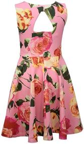 img 2 attached to Iris and Ivy Pink Floral Skater Dress - Bonnie Jean Girls 7-16: a Perfect Combination of Style and Elegance