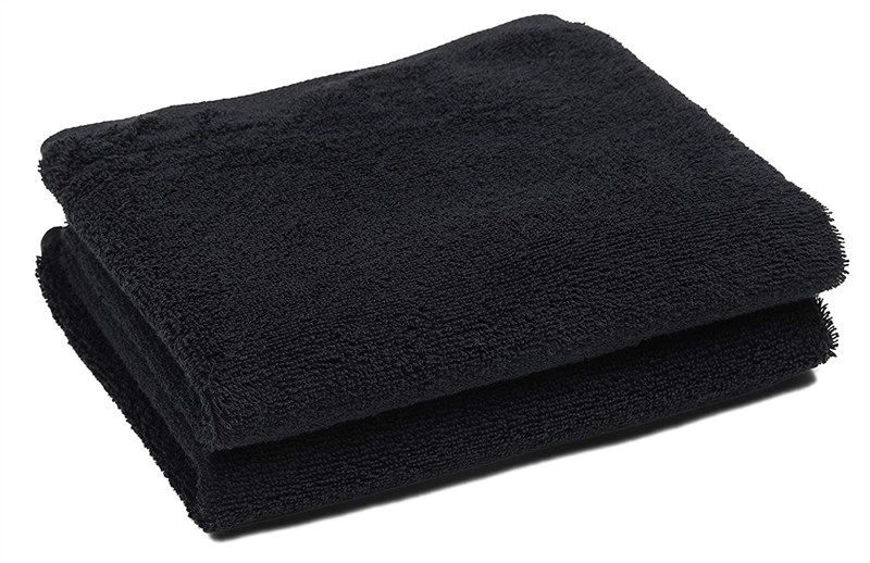 Perfehair Black Cotton Salon Towels - 16x27 2-Pack for Barbers & Gym