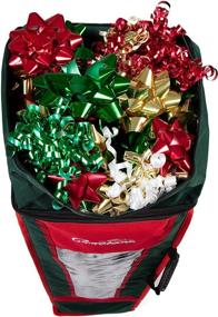 img 1 attached to 🎁 XL Christmas Wrapping Paper and Bow Storage Bag - Heavy Duty Woven Container with Multi Compartments - Water Resistant w/ Handles (36" Tall)