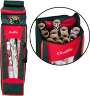 🎁 xl christmas wrapping paper and bow storage bag - heavy duty woven container with multi compartments - water resistant w/ handles (36" tall) logo