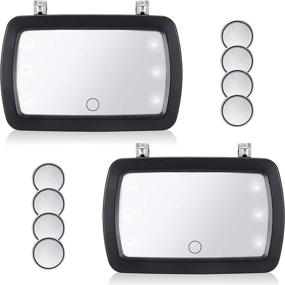 img 4 attached to 🔍 Enhanced Car Visor Mirror: LED Light, Cosmetic Vanity, Touchscreen & Batteries Included