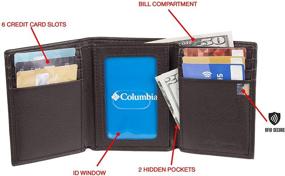 img 2 attached to Columbia Brown Trifold Wallet: Stylish Men's Accessories for Securely Organizing Wallets, Card Cases & Cash