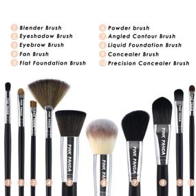 img 3 attached to 💄 PINKPANDA 10 Piece Premium Synthetic Makeup Brush Set with Black Wooden Handle for Flawless Makeup Application