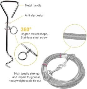 img 1 attached to 30ft Dog Tie Out Cable and Stake - Durable Spiral Dog Stake Leash for Medium to Large Dogs - Ideal for Camping, Training, and Playtime in The Yard