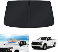 custom fit windshield sun shade for 2019-2022 chevy silverado 1500 | regular/crew/double cab 2dr 4dr | uv rays blocker | foldable window shade sun visor logo