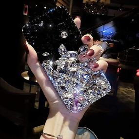 img 2 attached to 💎 Кристально-стразовый прозрачный чехол Aulzaju Crystal Rhinestone для Samsung Galaxy S20 Ultra - женственный цветочный дизайн с забавным ремешком на запястье, блистательный чехол с бриллиантами для девочек - модный чехол-броня для S20 Ultra