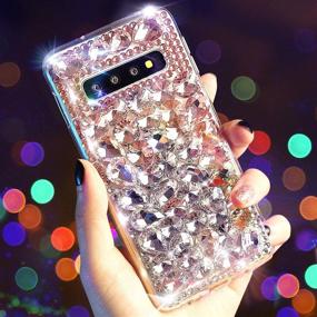 img 1 attached to 💎 Кристально-стразовый прозрачный чехол Aulzaju Crystal Rhinestone для Samsung Galaxy S20 Ultra - женственный цветочный дизайн с забавным ремешком на запястье, блистательный чехол с бриллиантами для девочек - модный чехол-броня для S20 Ultra