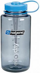 img 1 attached to 💦 Nalgene 32 oz Wide Mouth Tritan Bottle - Grey with Blue Cap - 2 Pack: Durable and High-Quality Water Bottles for All-Day Hydration