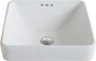 🚰 kraus kcr-281-bn elavo ceramic square semi-recessed bathroom sink with overflow and pop up drain in brushed nickel/white logo