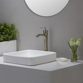 img 3 attached to 🚰 Kraus KCR-281-BN Elavo Ceramic Square Semi-Recessed Bathroom Sink with Overflow and Pop Up Drain in Brushed Nickel/White