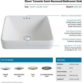 img 2 attached to 🚰 Kraus KCR-281-BN Elavo Ceramic Square Semi-Recessed Bathroom Sink with Overflow and Pop Up Drain in Brushed Nickel/White