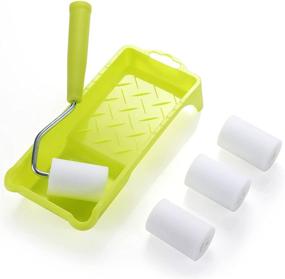 img 4 attached to High-Density Foam Roller Set: 2-Inch Paint Roller with Frame, Tray, Refills and Sponge for Smaller Stenciling Projects - Pack of 6