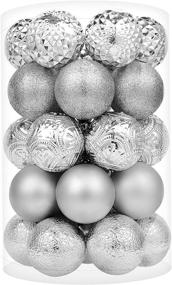 img 4 attached to 🎄 Blivalley 60mm/2.36" Shatterproof Christmas Ball Ornaments - 34ct Set for Xmas Tree Decoration, Holiday, Wedding, Party – Silver