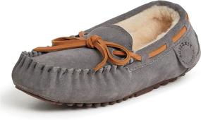 img 4 attached to 🔥 Fireside by Dearfoams Unisex-Child Parke Shearling Moccasin Slipper: Cozy Comfort for Kids!