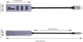 img 2 attached to KiWiBiRD USB-C ХАБ: адаптер Type C/Thunderbolt 3 к USB 3.0 с читалкой SD / Micro SD для MacBook Pro/Air, iMac, Pixelbook, Surface Go, Dell XPS, Galaxy S9/Note 9/Tab S4 и др.