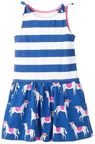 img 3 attached to WRHPZW Girl Cotton Long Sleeve Dress: Versatile Playwear with Cartoon Appliques and Striped Design