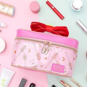 img 2 attached to 🌙 Sailor Moon Makeup Bag - Portable Travel Cosmetics Storage Case with Leather, Makeup Organizer Perfect Gift for Girls and Women