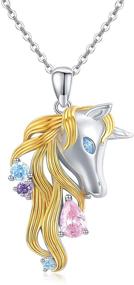 img 4 attached to Unicorn Necklace Sterling Zirconia Birthstone