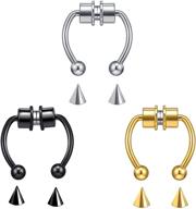 khkindpro non piercing magnetic septum nose rings for 👃 women - 3 pieces, 316l surgical stainless steel men's fashion jewelry logo