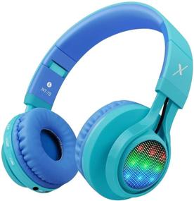 img 3 attached to 🎧 Riwbox WT-7S Беспроводные наушники Bluetooth: Складные стерео гарнитура с светодиодными огоньками, микрофоном и регулировкой громкости, для ПК/ iPhone/ ТВ/ iPad (синий)