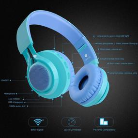 img 1 attached to 🎧 Riwbox WT-7S Беспроводные наушники Bluetooth: Складные стерео гарнитура с светодиодными огоньками, микрофоном и регулировкой громкости, для ПК/ iPhone/ ТВ/ iPad (синий)