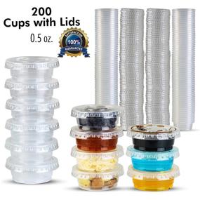 img 3 attached to 🥤 Leak-Resistant Medicine Cups with Lids (0.05 oz) - Ideal for Gecko Food/Water, Paint, Sauce, Samples - Clear Transparent Containers - Easy Snap-on Lids - Bulk Pack of 200 Cups + 200 Lids