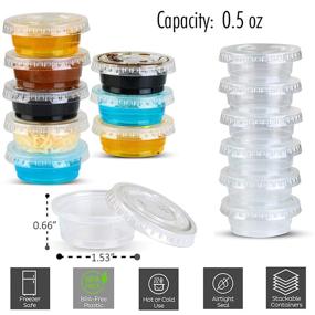 img 2 attached to 🥤 Leak-Resistant Medicine Cups with Lids (0.05 oz) - Ideal for Gecko Food/Water, Paint, Sauce, Samples - Clear Transparent Containers - Easy Snap-on Lids - Bulk Pack of 200 Cups + 200 Lids