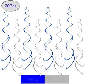 img 1 attached to 🎉 Aimto Blue and Silver Foil Party Swirl Decorations - Pack of 20, Hanging Ceiling Party Decorations