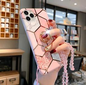 img 3 attached to Aulzaju для IPhone 11 Pro Case Bling Diamond Glitter Marble Design с кольцевой подставкой Мягкий чехол-бампер из ТПУ для девочек и женщин со стразами на шее Кружевной ремешок для телефона для IPhone 5