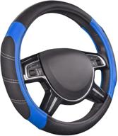 🚗 enhance your driving experience with car pass line rider leather universal steering wheel cover in black and blue logo