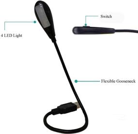 img 3 attached to USB Reading Light: Flexible Gooseneck, 4 LED Lights, 2 Brightness Settings, Ideal Laptop LED Reading Lamp