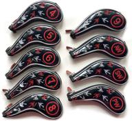 🏌️ sunbro golf 9pcs enamel luxury greek culture poseido trident iron covers set - suitable for right & left handed golfers, zipper closure - black & red embroidered headcovers logo