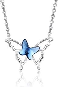 img 4 attached to 💎 Exquisite Dreamboat Butterfly Necklace: Sterling Silver Blue Crystal Pendant for Minimalist Style; Ideal Birthday Gift for Women, Teen Girls, and Girlfriends