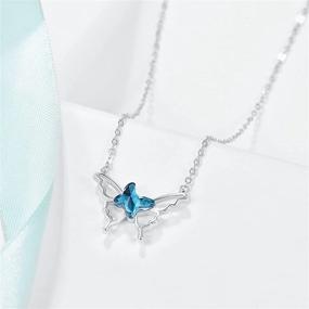 img 1 attached to 💎 Exquisite Dreamboat Butterfly Necklace: Sterling Silver Blue Crystal Pendant for Minimalist Style; Ideal Birthday Gift for Women, Teen Girls, and Girlfriends