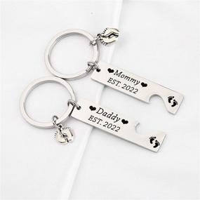 img 2 attached to 👶 Pregnancy Announcement Keychain for Parents: Footprint Women's Jewelry