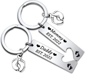 img 4 attached to 👶 Pregnancy Announcement Keychain for Parents: Footprint Women's Jewelry