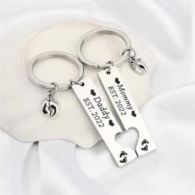 img 1 attached to 👶 Pregnancy Announcement Keychain for Parents: Footprint Women's Jewelry