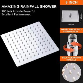 img 2 attached to 💦 NearMoon Square Rain Shower Head - High Pressure Stainless Steel Shower Head, Boost Water Flow for Incredible Shower Experience (8 Inch Chrome Finish)