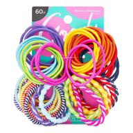 ouchless elastic hair ties - 60 count, assorted in brights and pastels - ideal for fine, curly hair and sensitive scalps - pain-free hair accessories for men, women, girls, and boys logo