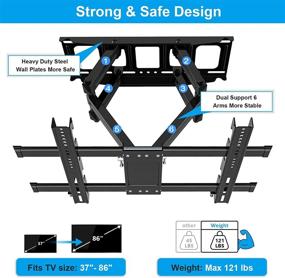 img 3 attached to Height Adjustable Full Motion TV Wall Mount - JUSTSTONE TV Mount for 37-82 Inch Flat Curved TVs, Dual Articulating Arms Swivels Tilts Rotation - Holds up to 121lbs, Max VESA 600X400mm